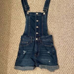 Denim shorts overalls